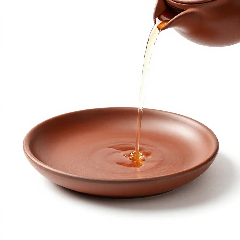 Mint tea poured from height isolated on a white background