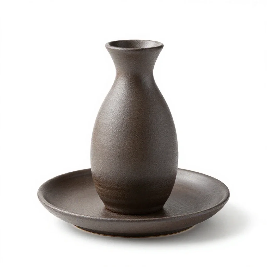 Sake set with a tokkuri isolated on a white background