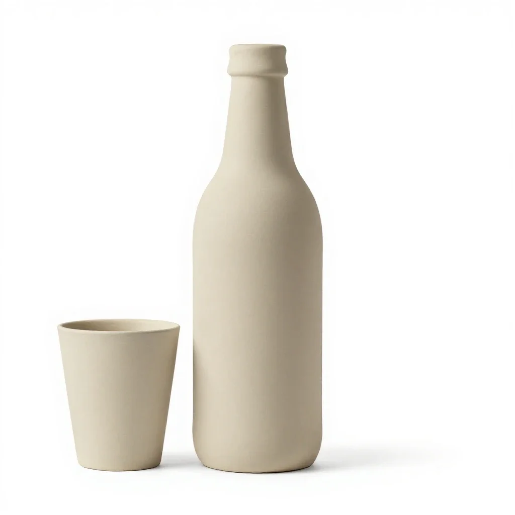 Soju bottle and glass isolated on a white background