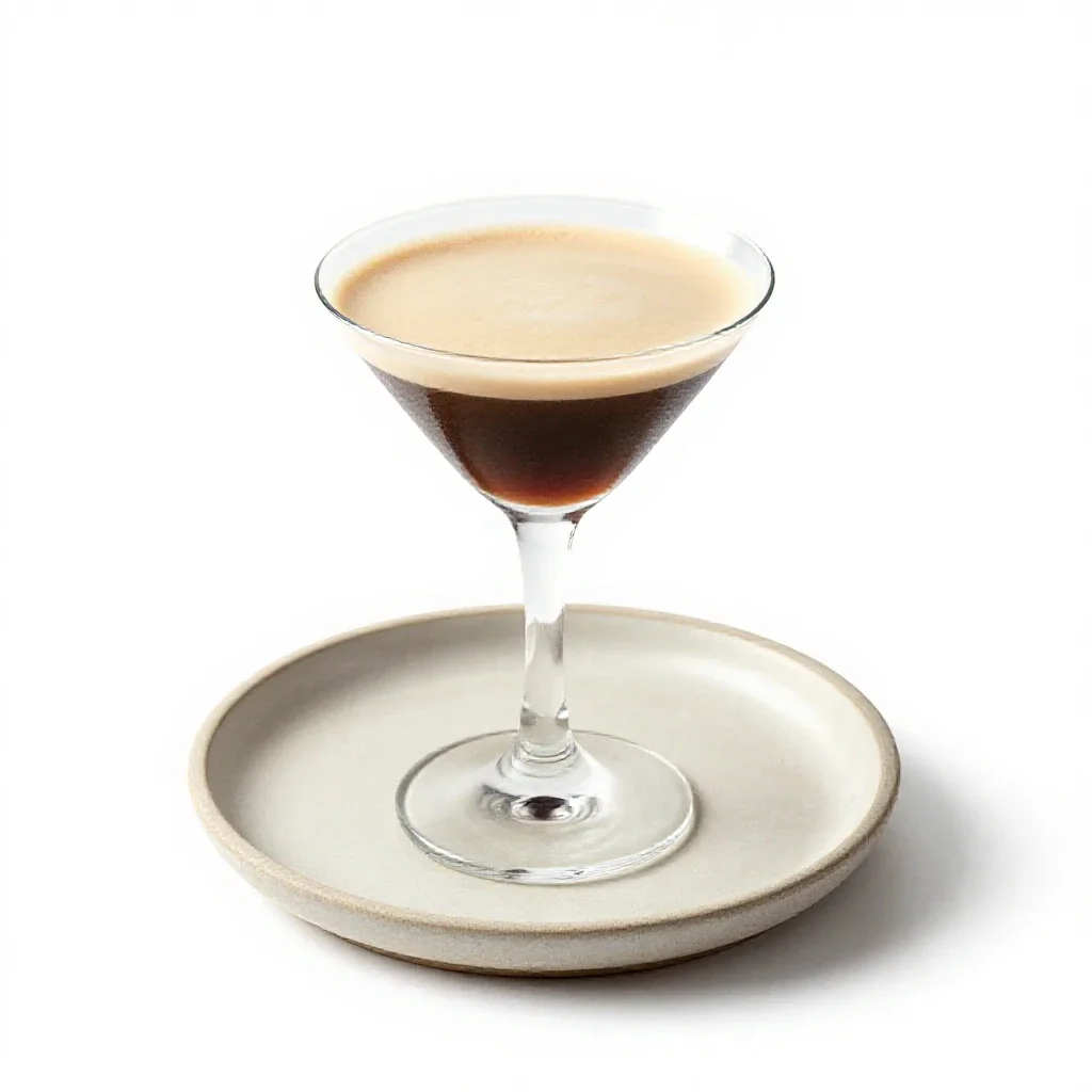 Espresso martini with crema isolated on a white background