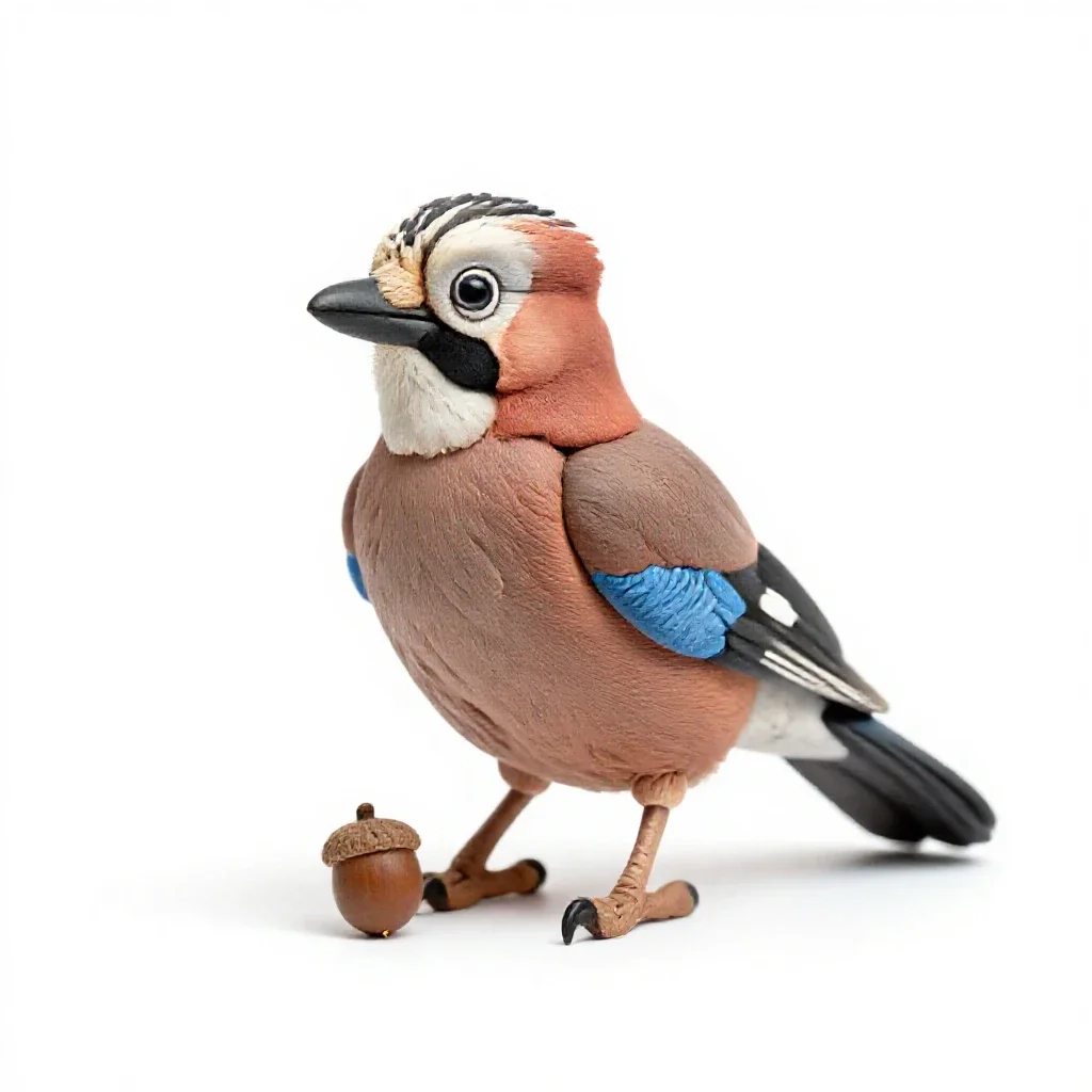 Jay with acorn isolated on a white background