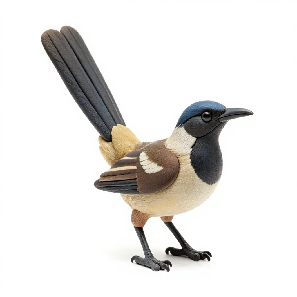 Lyrebird with its tail arched isolated on a white background