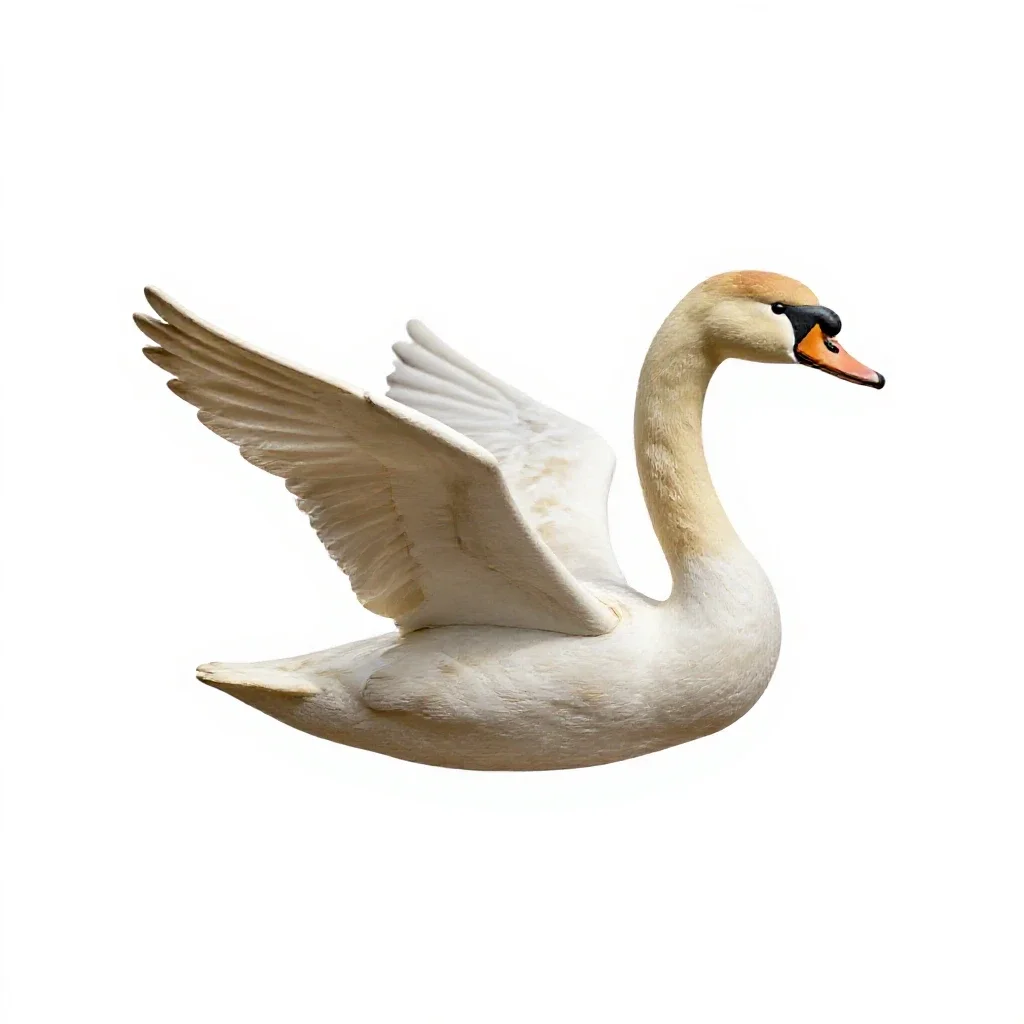 Swan gliding isolated on a white background