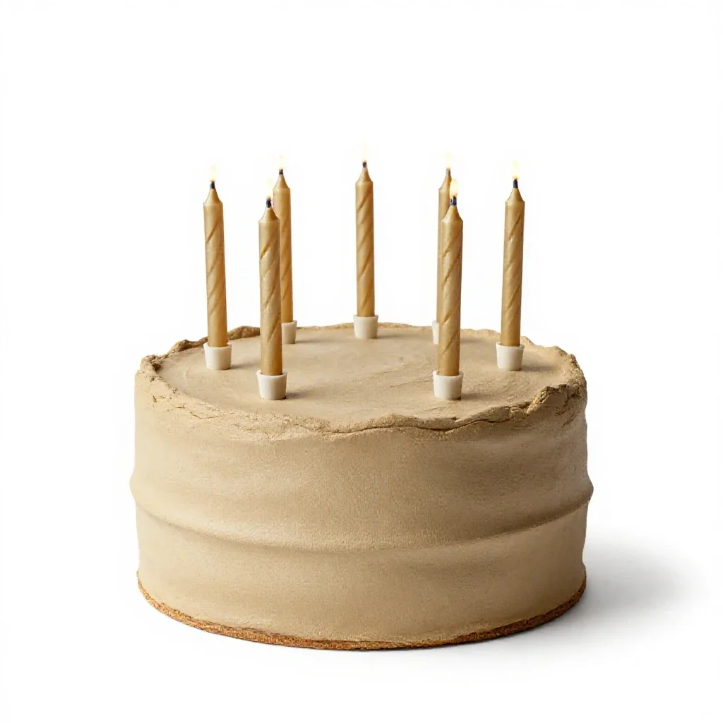 Birthday cake with candles isolated on a white background