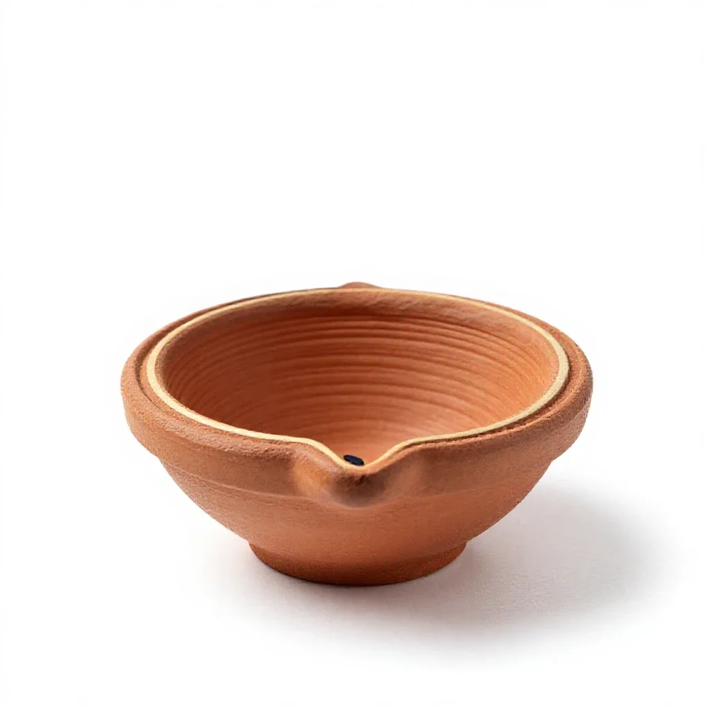 Diya oil lamp isolated on a white background