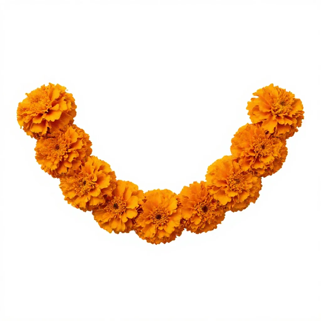 Garland of marigolds isolated on a white background