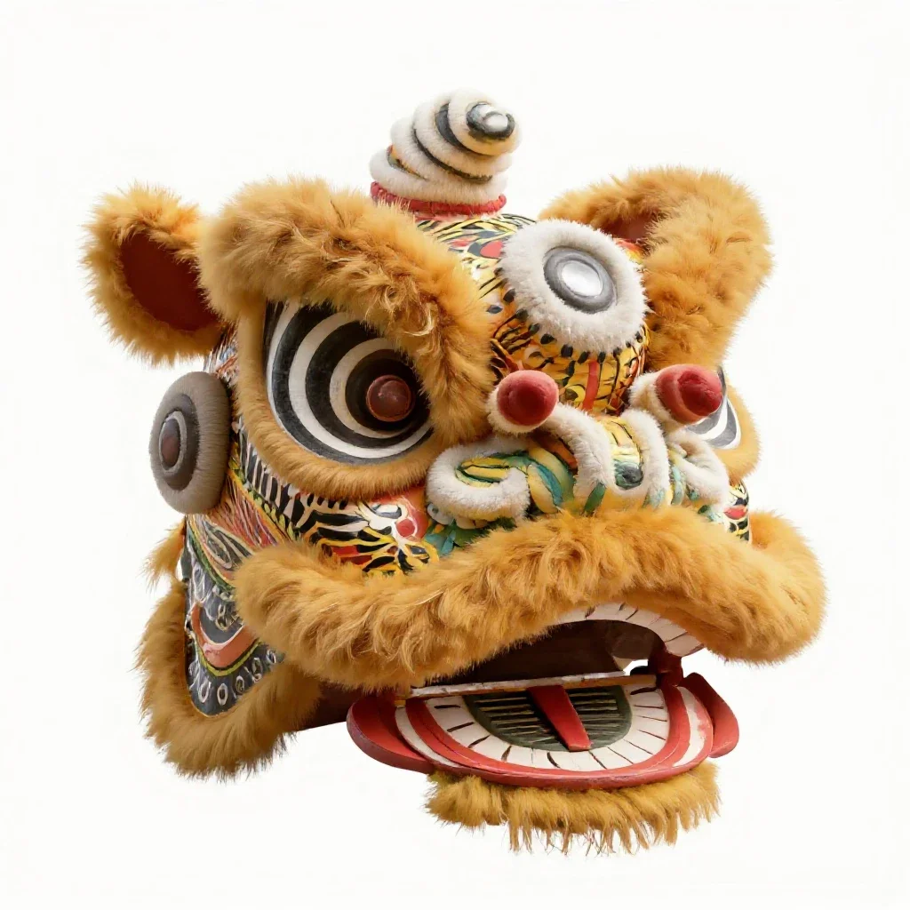 Lion dance head isolated on a white background