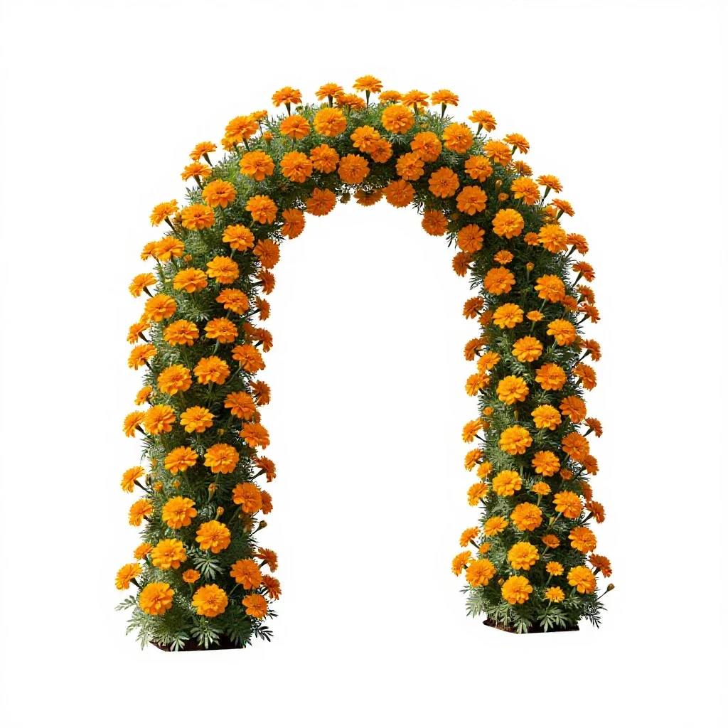 Marigold arch isolated on a white background