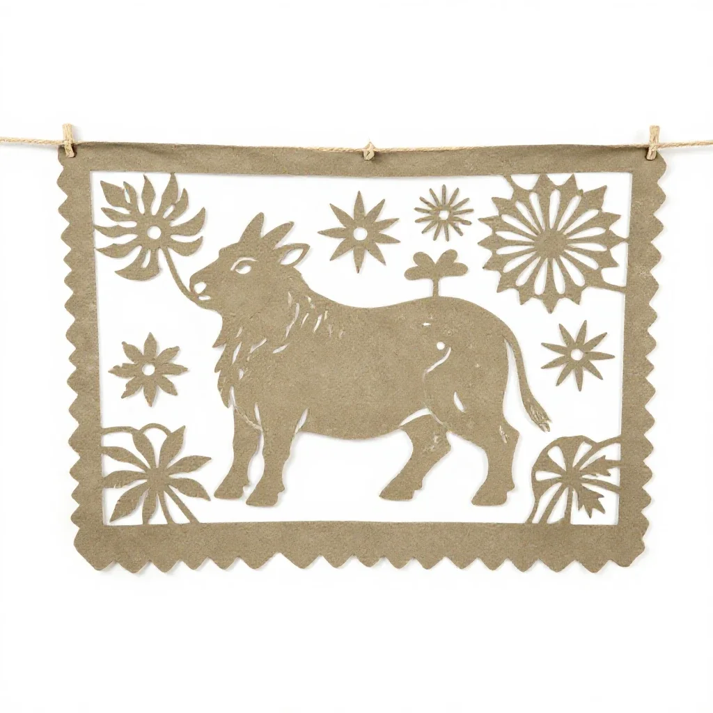 Papel picado banner isolated on a white background