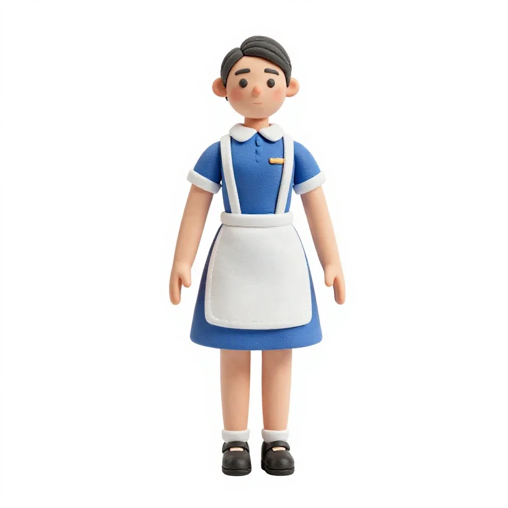 1950s diner waitress isolated on a white background