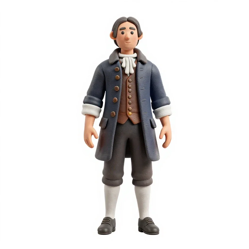Colonial cartographer isolated on a white background