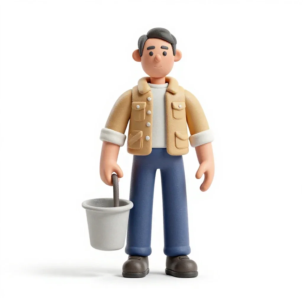 Frontier prospector panning isolated on a white background
