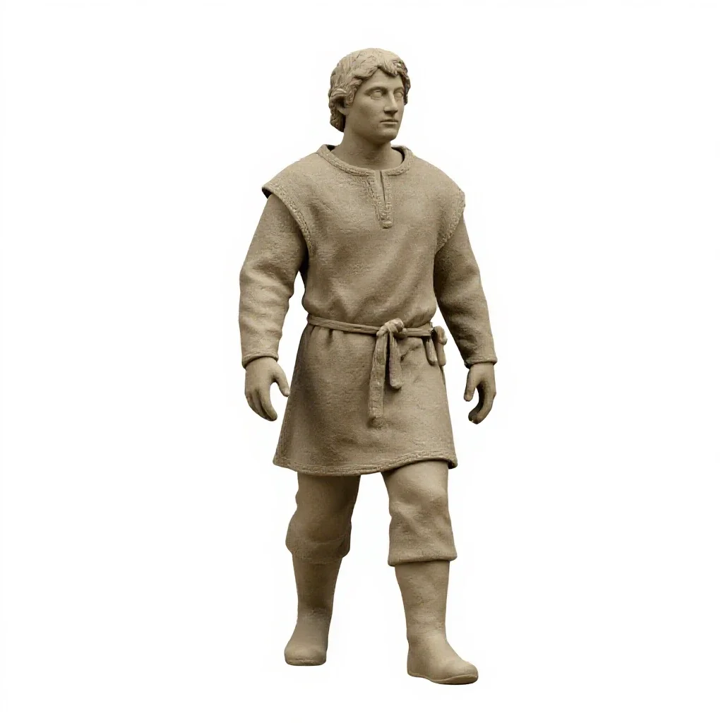 Medieval stonemason isolated on a white background