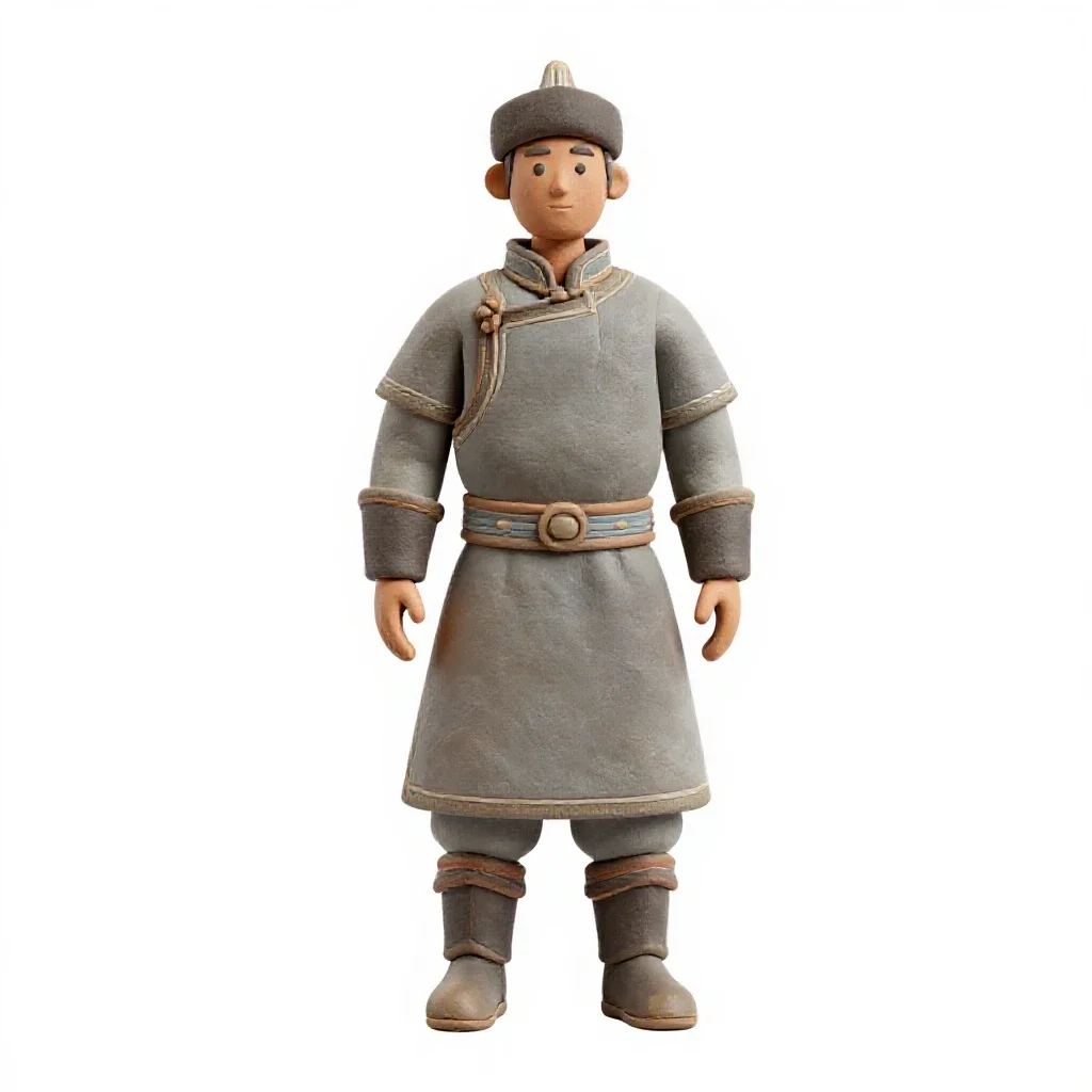 Mongolian horse archer isolated on a white background