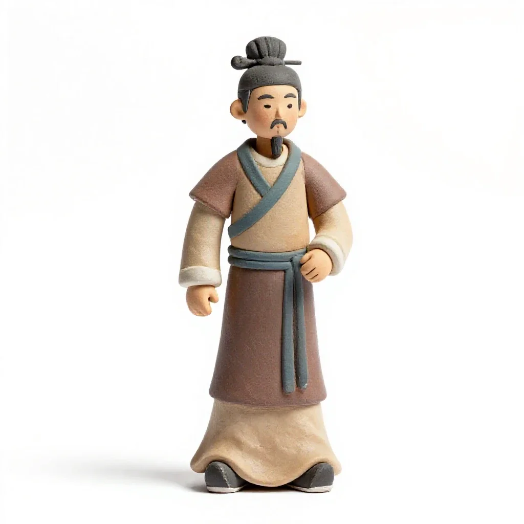 Tang dynasty court musician isolated on a white background