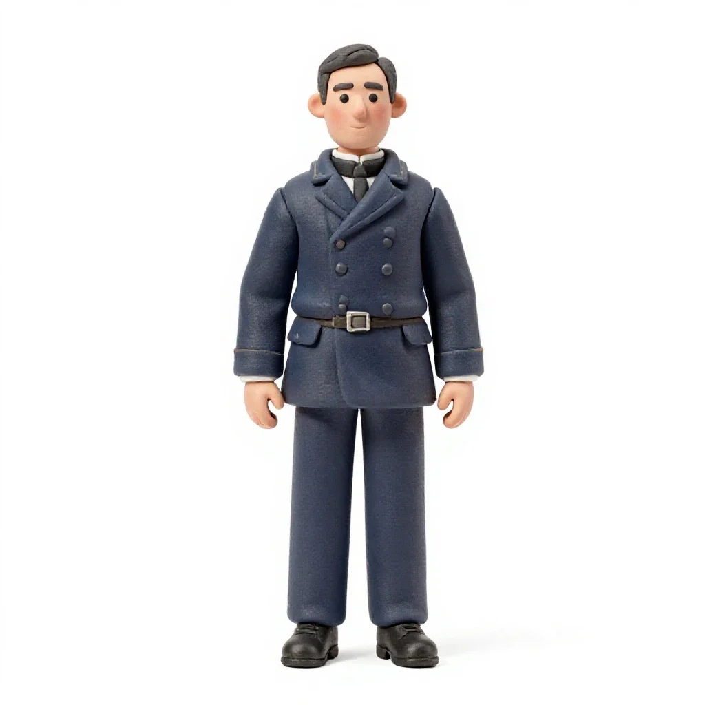 Victorian railway guard isolated on a white background