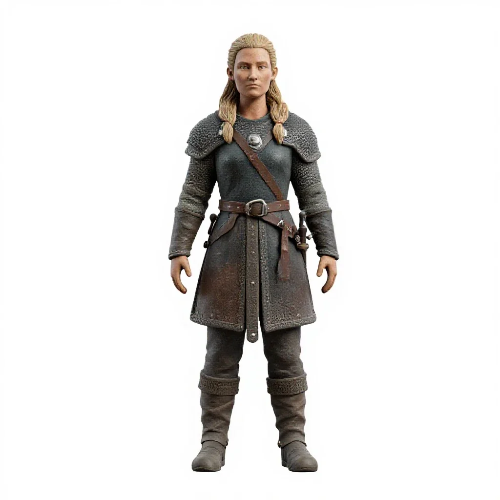 Viking shieldmaiden isolated on a white background