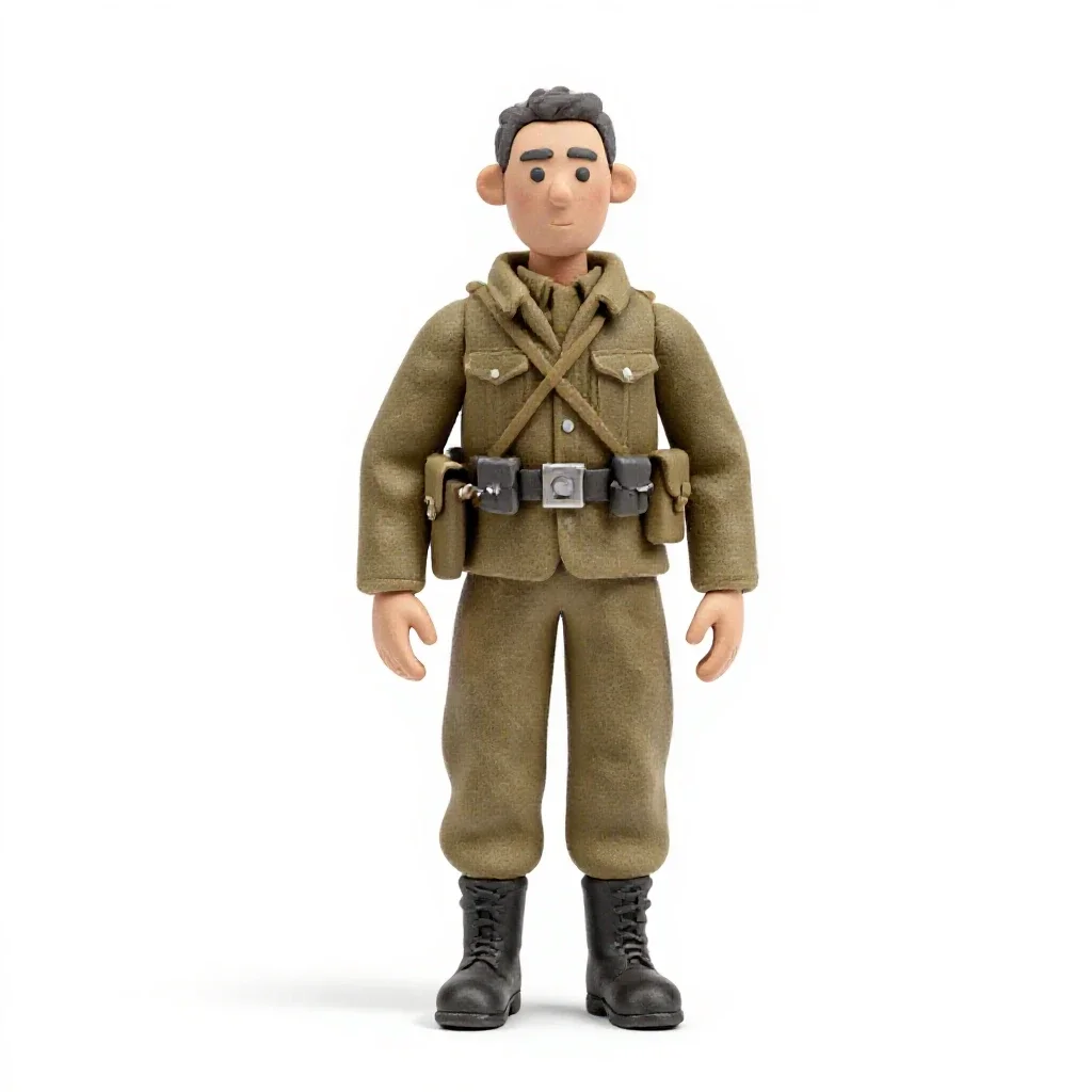 Wartime radio operator isolated on a white background