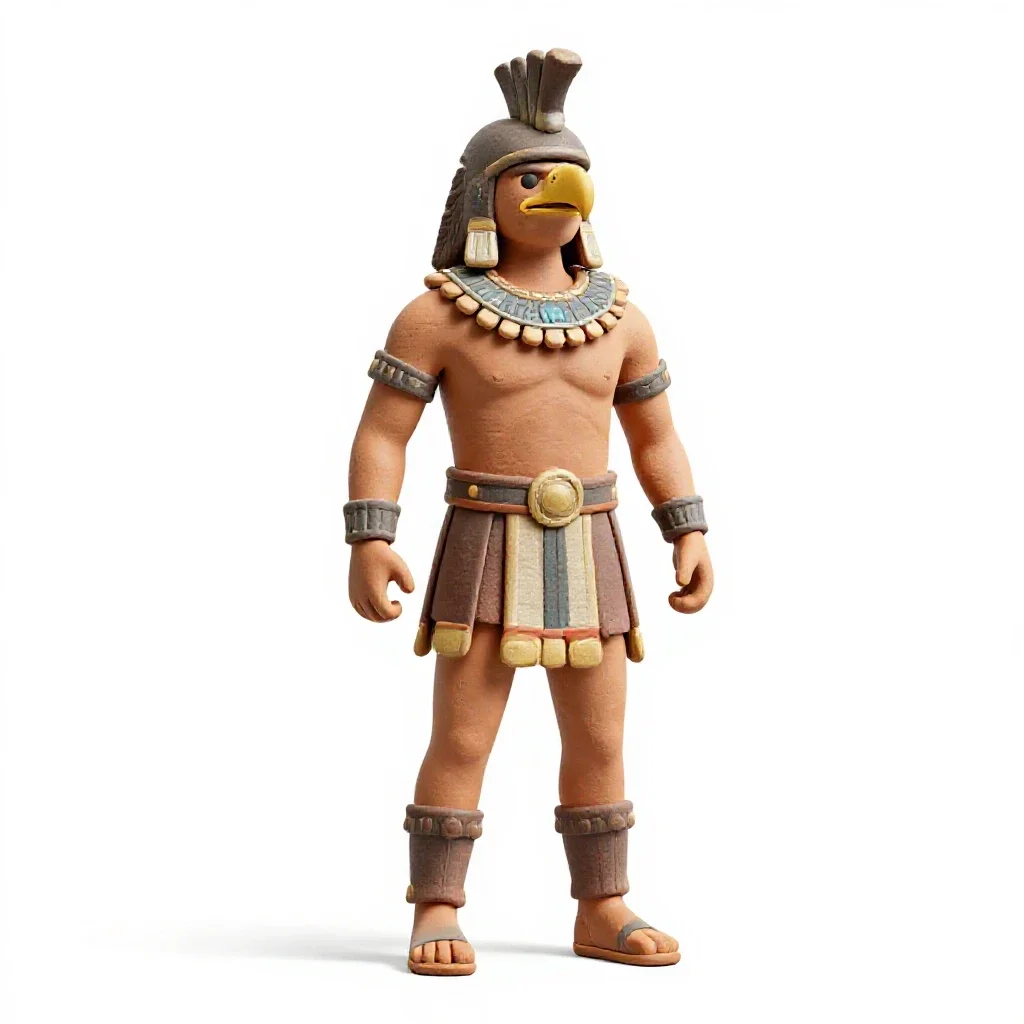 Aztec eagle warrior isolated on a white background