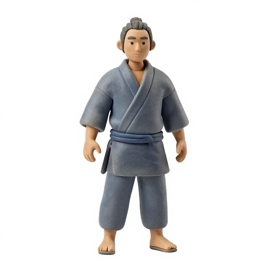 Edo period fishmonger isolated on a white background