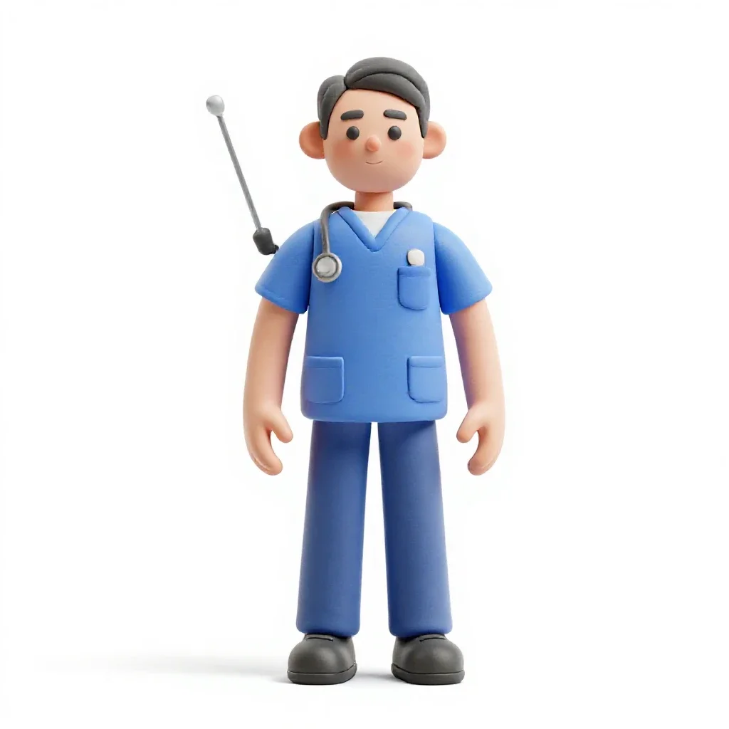 Colony medic with a diagnostic wand isolated on a white background