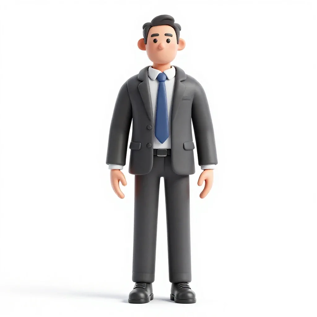 Corporate fixer in tailored synthetics isolated on a white background