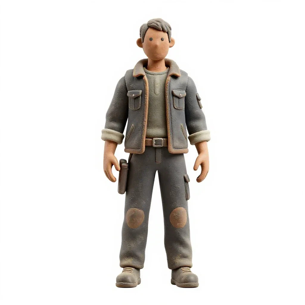 Dust-worn scavenger isolated on a white background