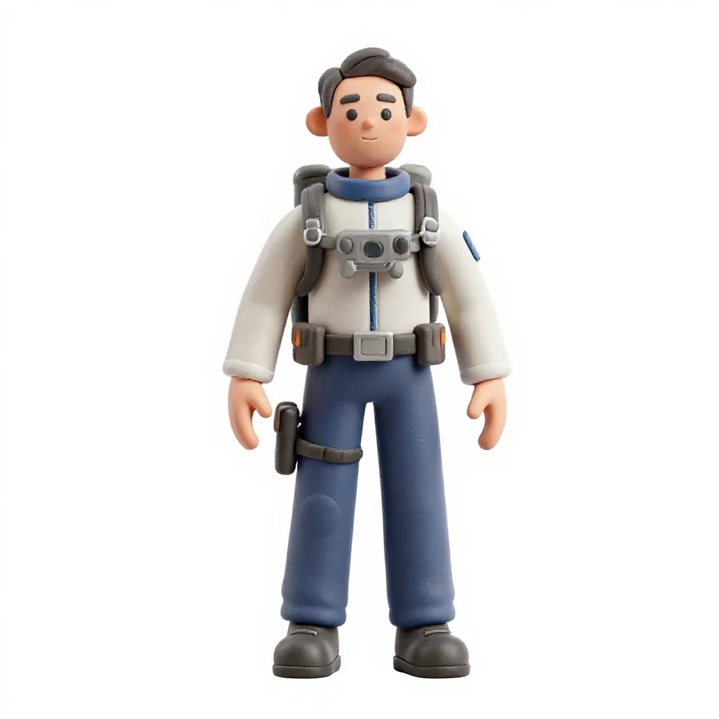 Planetary ranger with a rebreather isolated on a white background