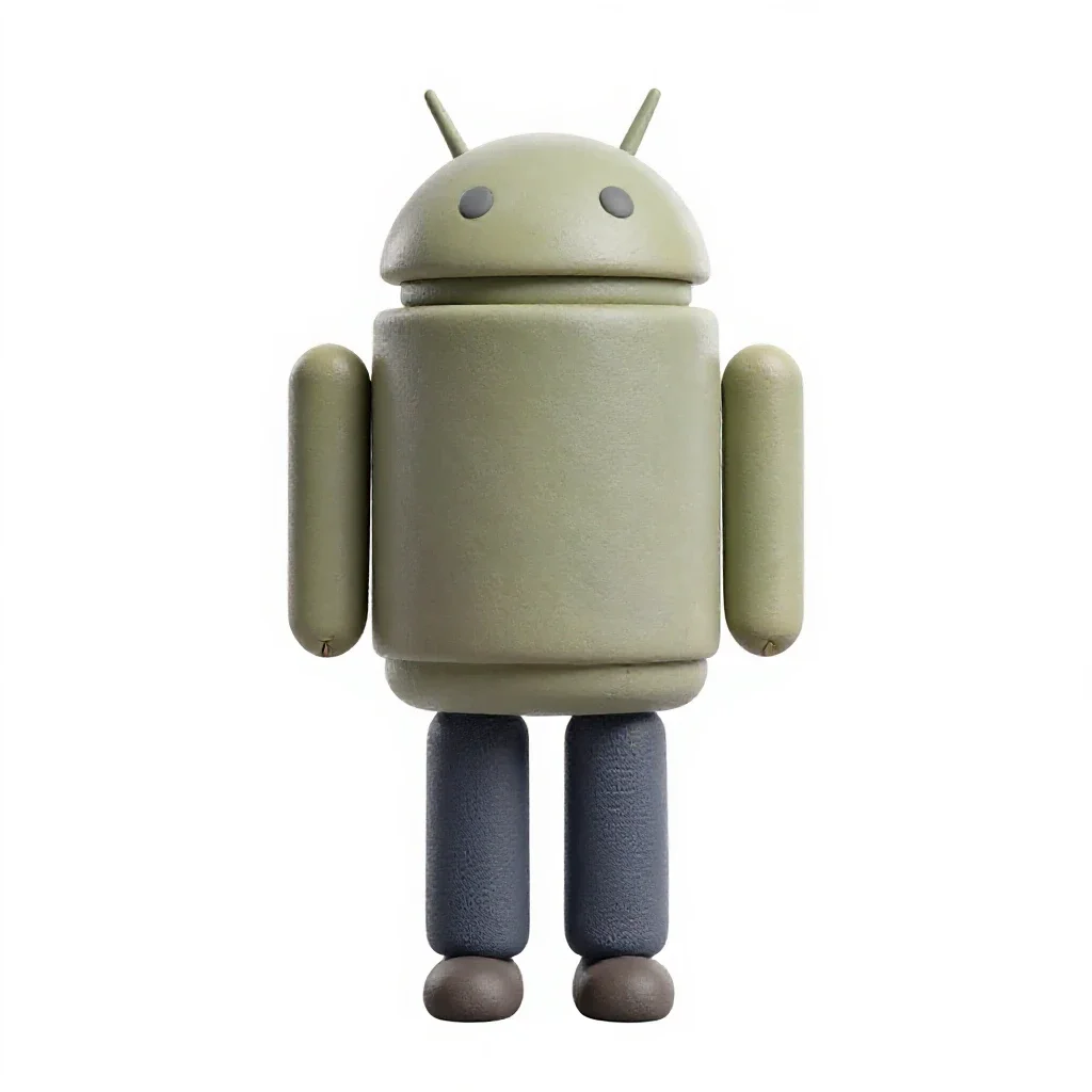 Android with visible seams isolated on a white background