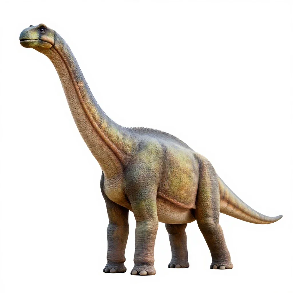 Brachiosaurus reaching upward isolated on a white background