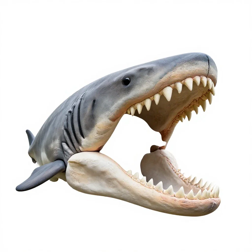 Megalodon jaw isolated on a white background