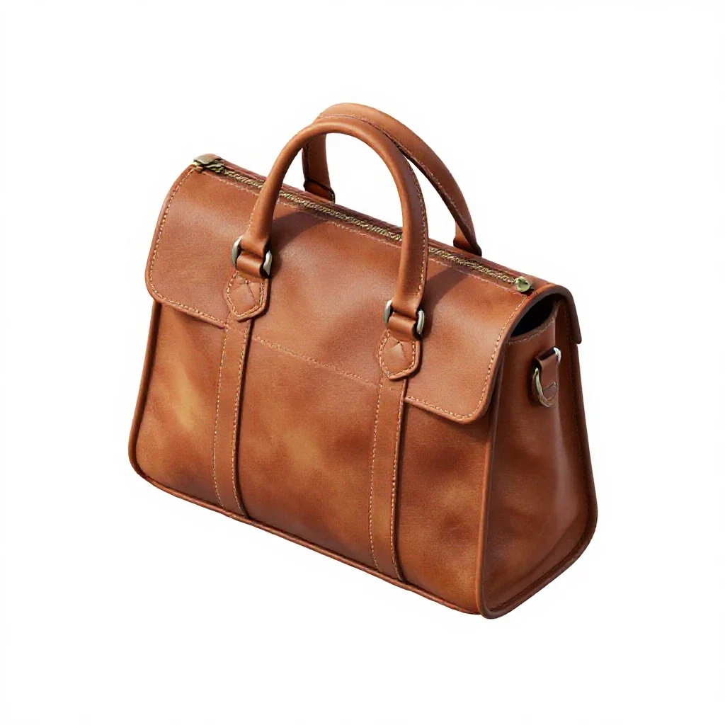 Leather satchel isolated on a white background