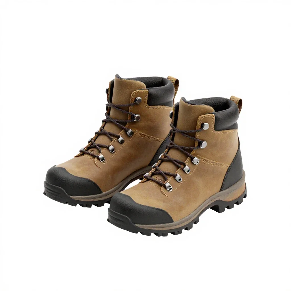 Pair of hiking boots isolated on a white background