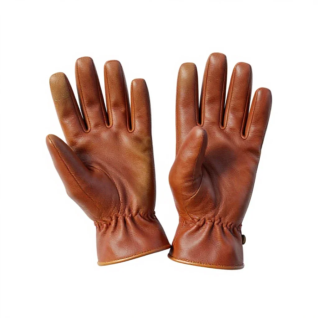 Pair of leather gloves isolated on a white background