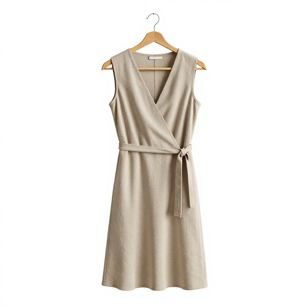 Wrap dress on a hanger isolated on a white background
