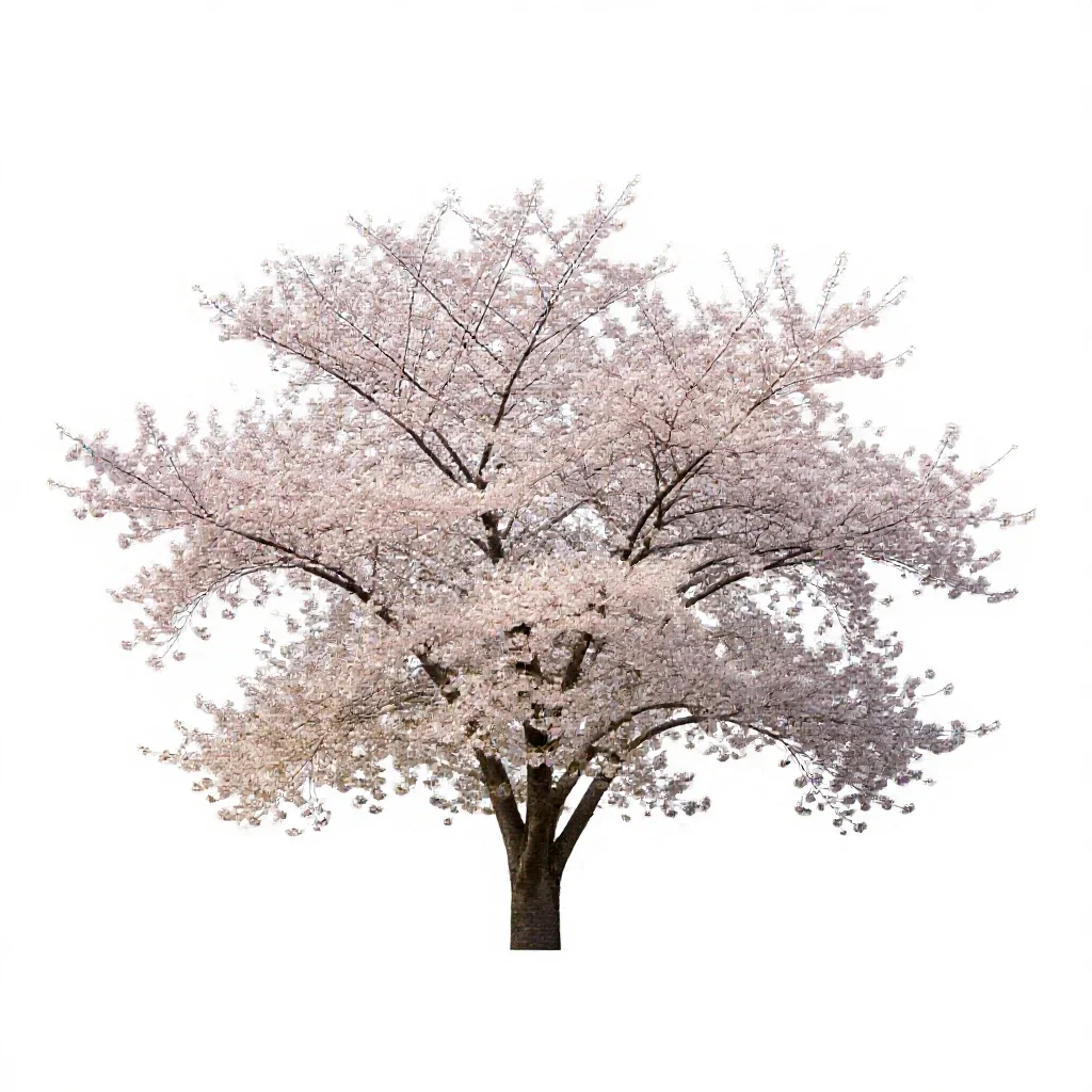 Cherry blossom cluster isolated on a white background