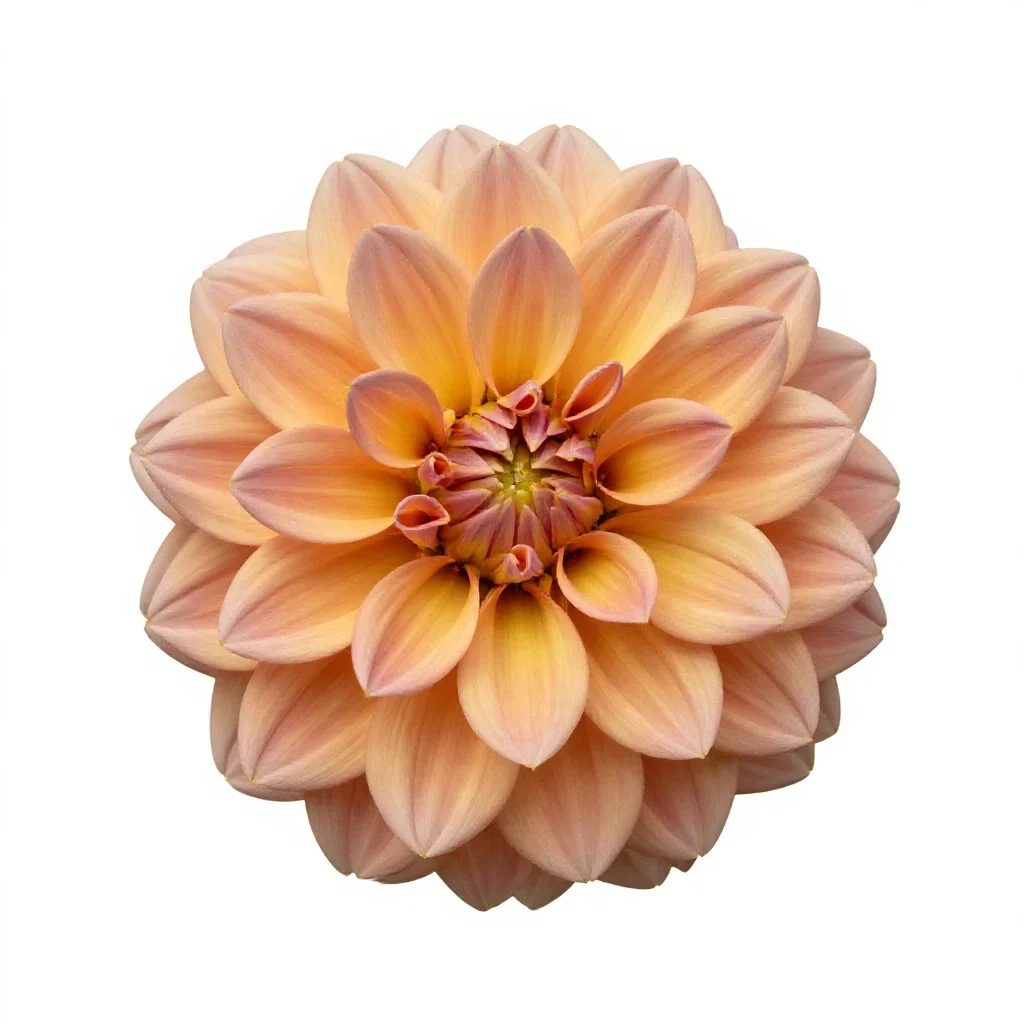 Dahlia with tight petals isolated on a white background