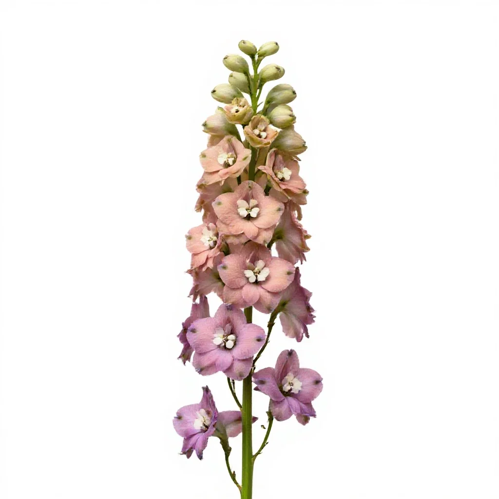 Delphinium stem isolated on a white background
