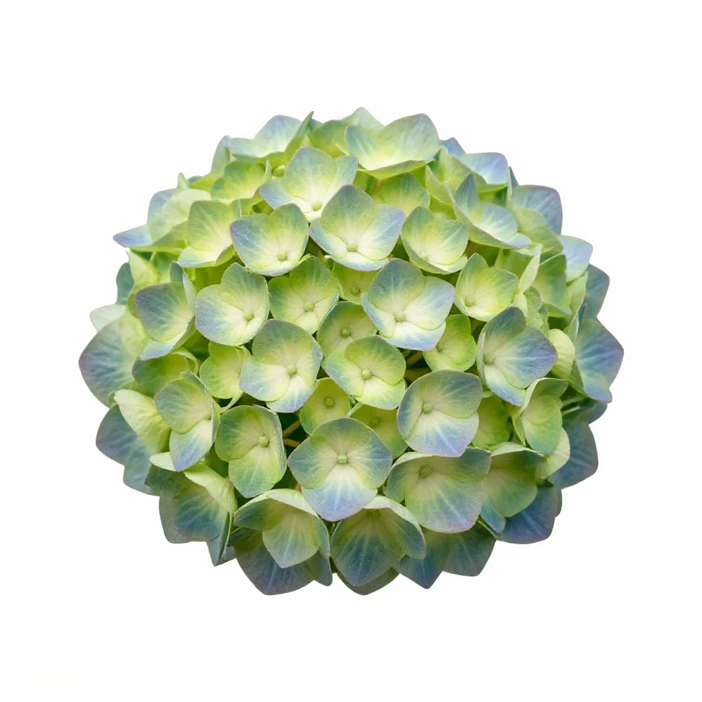 Hydrangea head isolated on a white background
