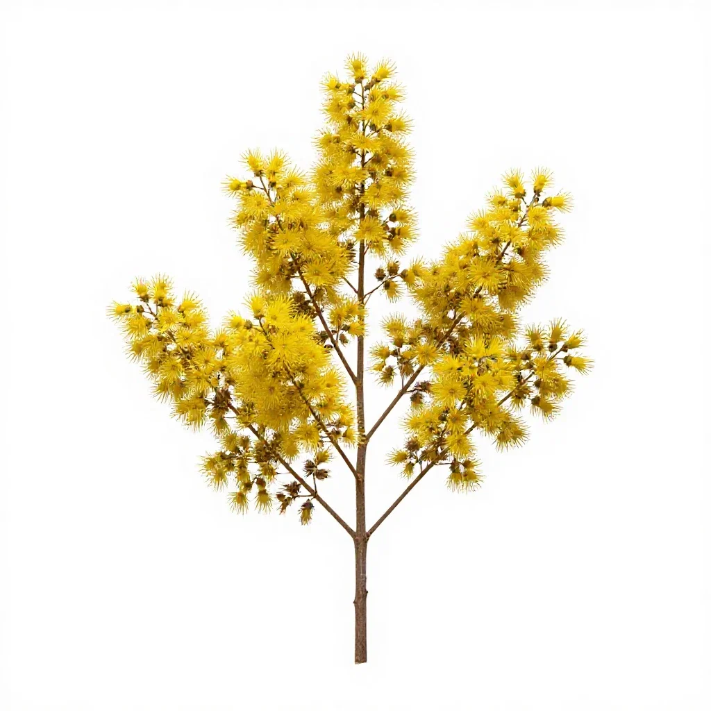 Manuka blossom branch isolated on a white background
