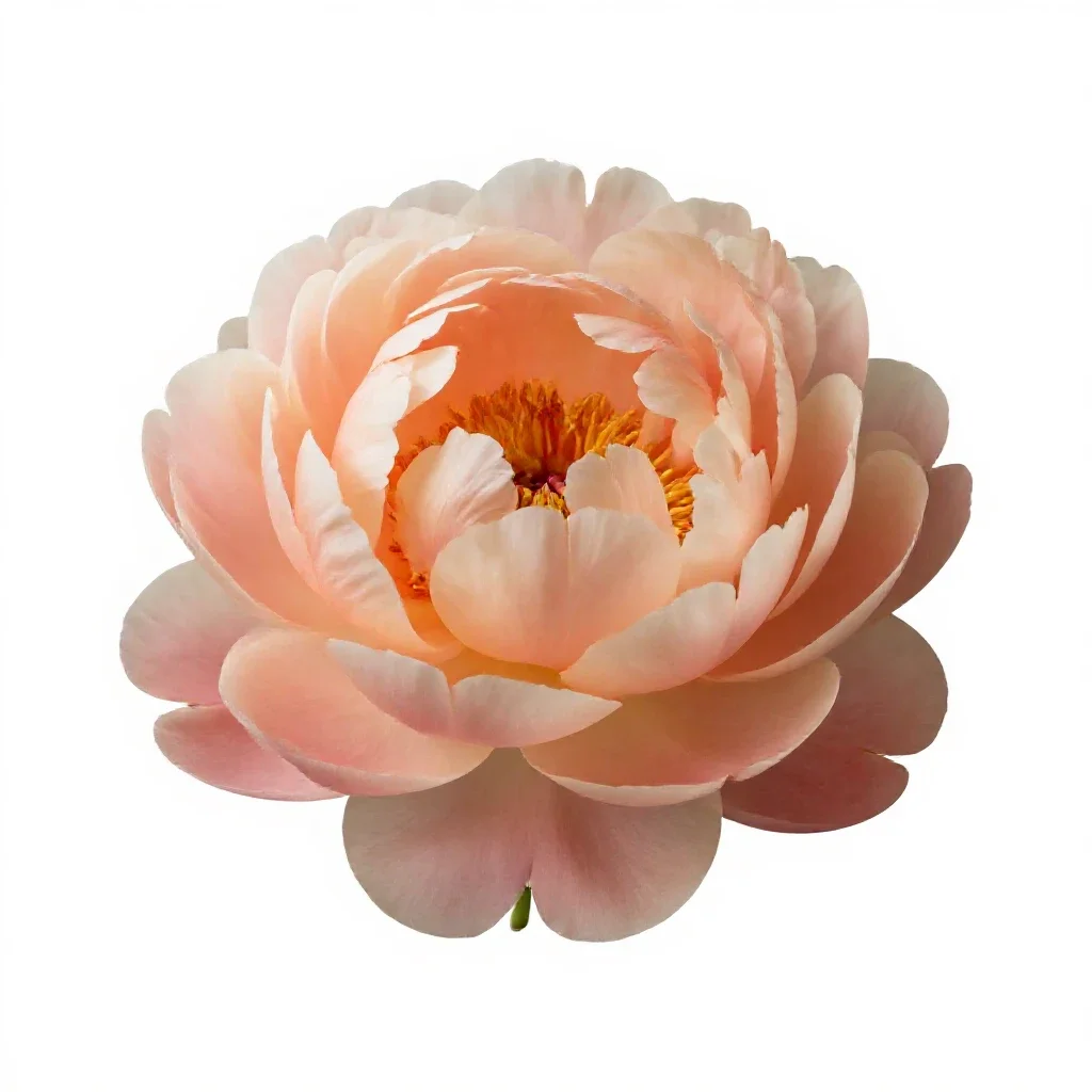 Peony opening isolated on a white background