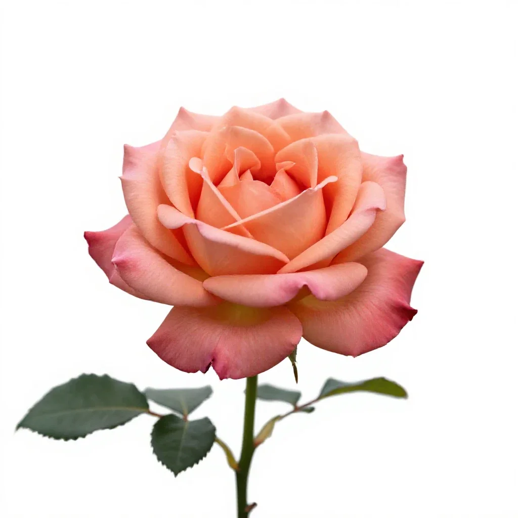Single garden rose isolated on a white background