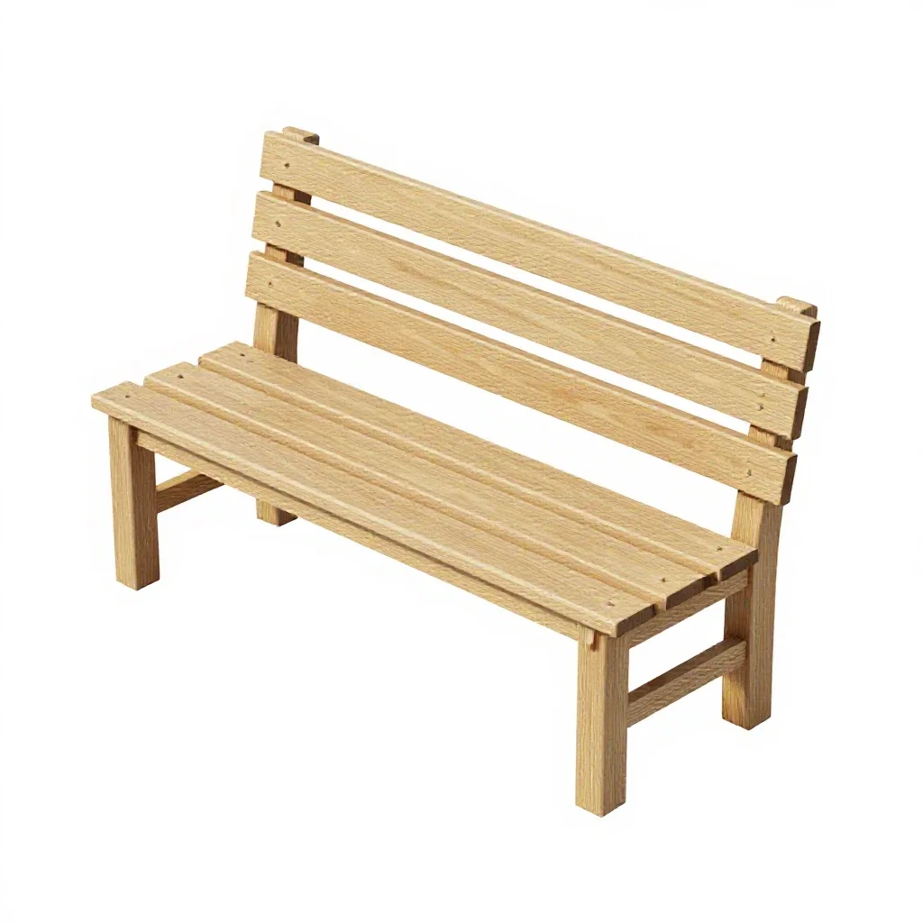 Garden bench with slats isolated on a white background