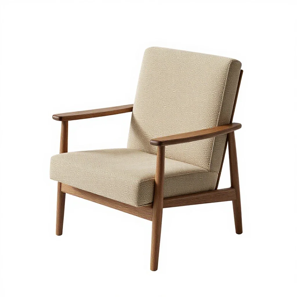 Mid-century lounge chair isolated on a white background