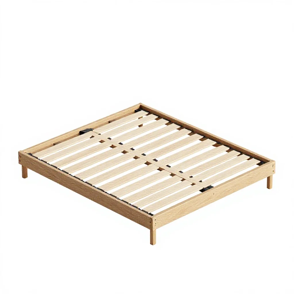 Platform bed frame isolated on a white background