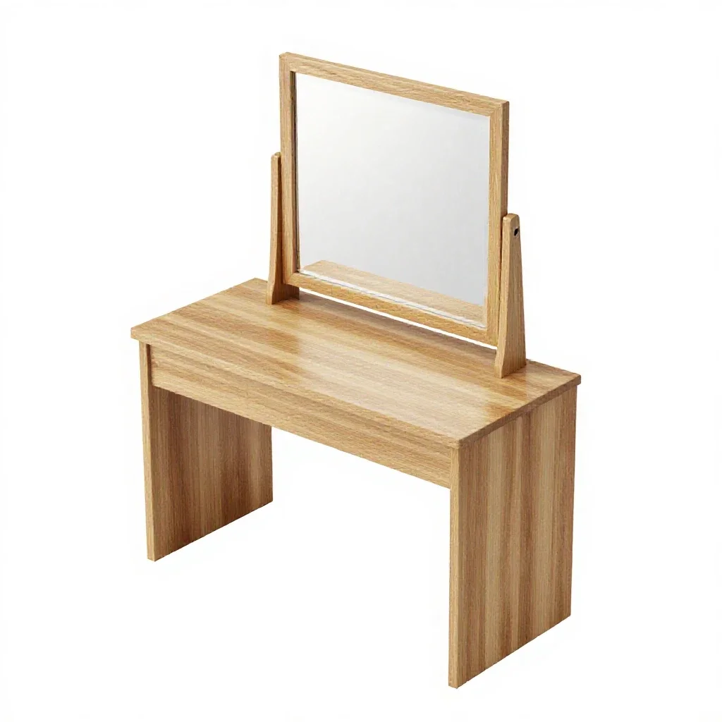 Vanity table with a mirror isolated on a white background