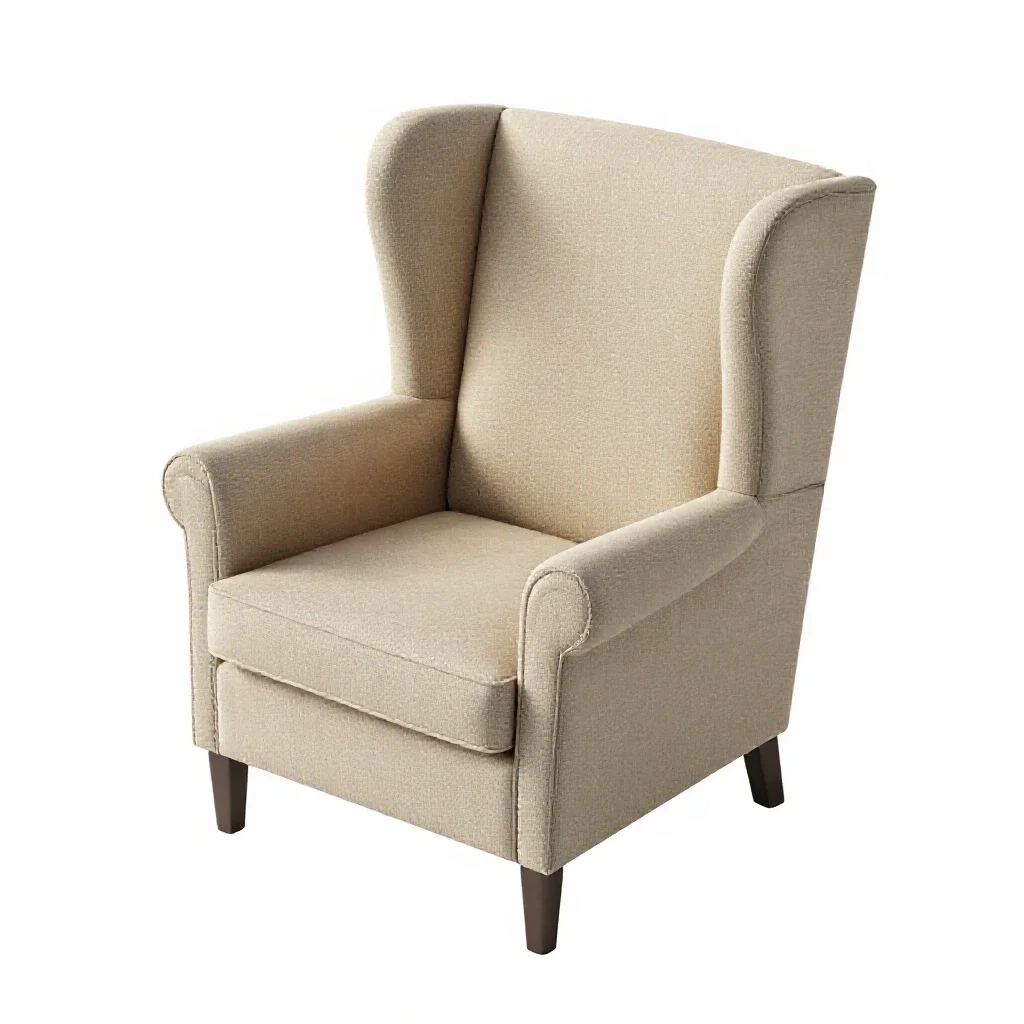 Wingback armchair isolated on a white background