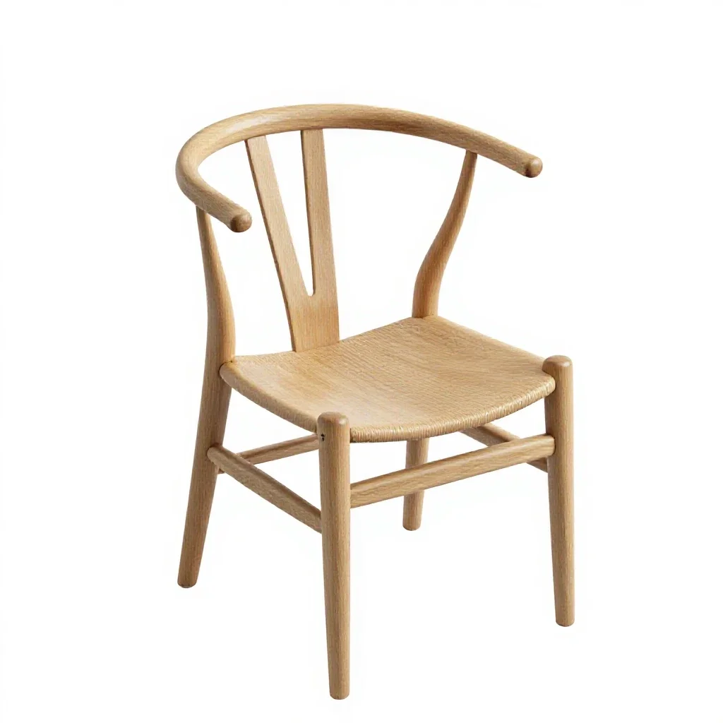 Wishbone dining chair isolated on a white background
