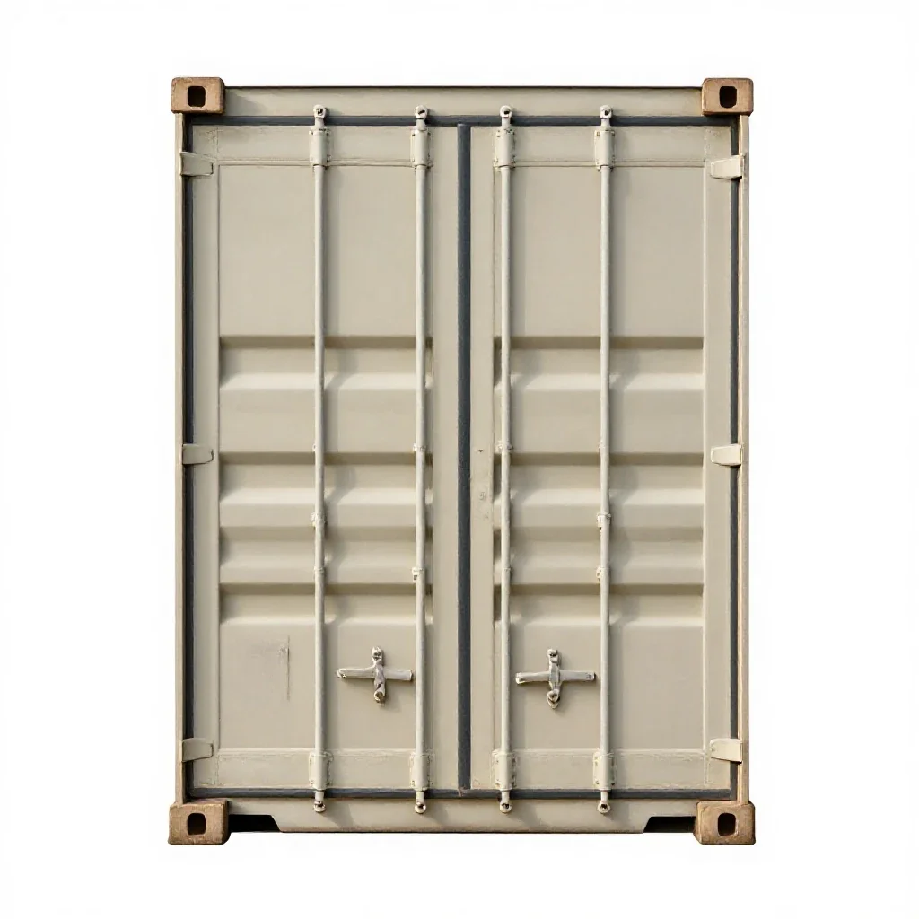 Shipping container door isolated on a white background