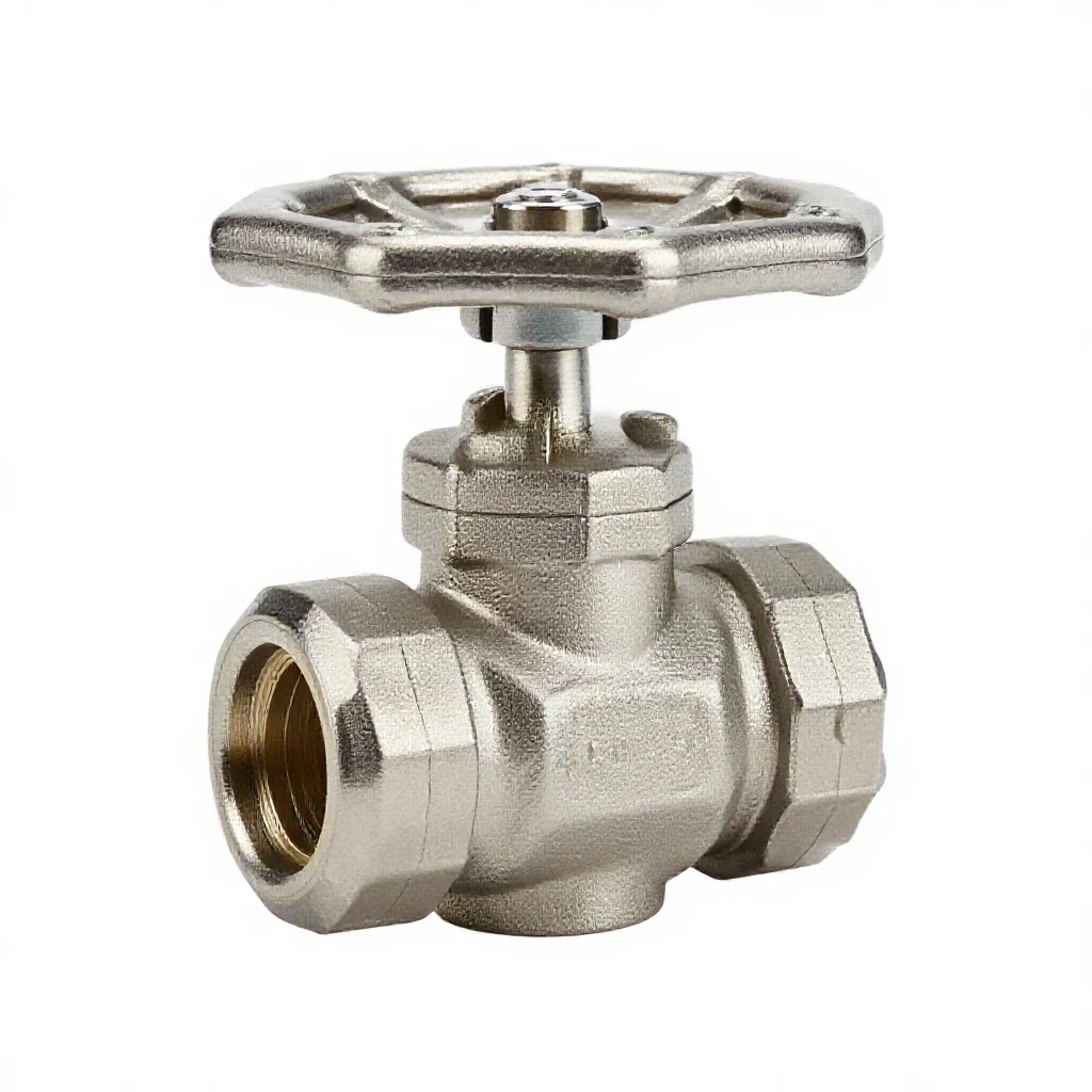 Stainless ball valve isolated on a white background